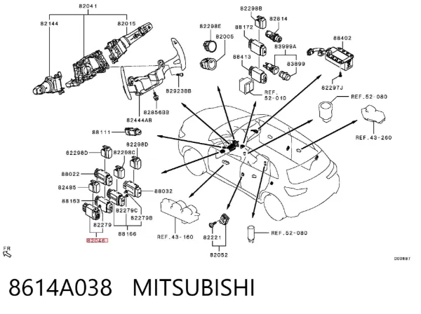 Botón del regulador de altura de faros 8614A038 Mitsubishi