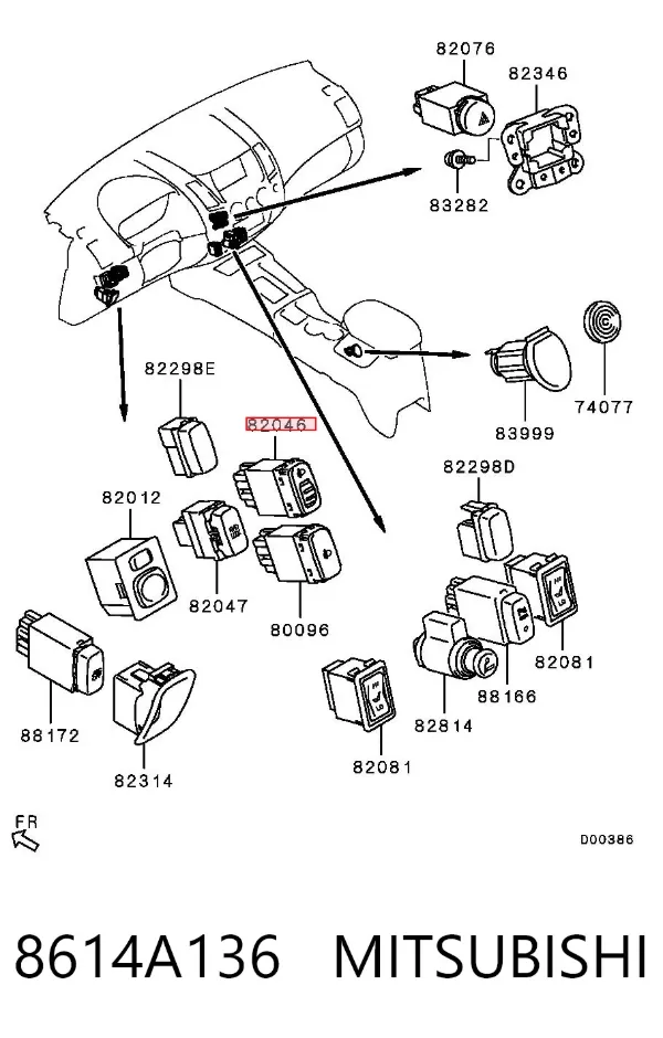 Botón del regulador de altura de faros 8614A136 Mitsubishi