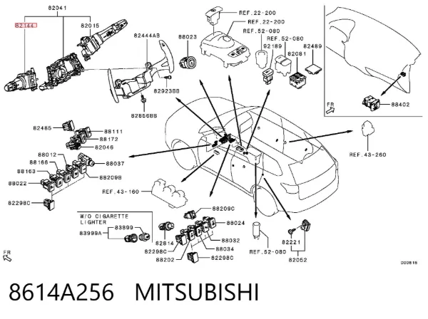 Conmutador izquierdo de la columna de dirección 8614A256 Mitsubishi