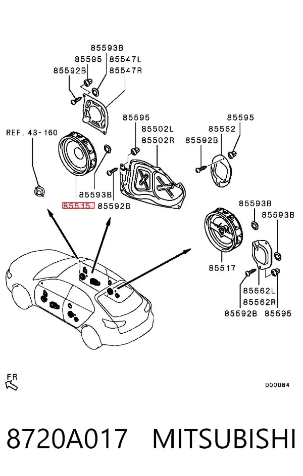 Altavoz de la puerta delantera 8720A017 Mitsubishi