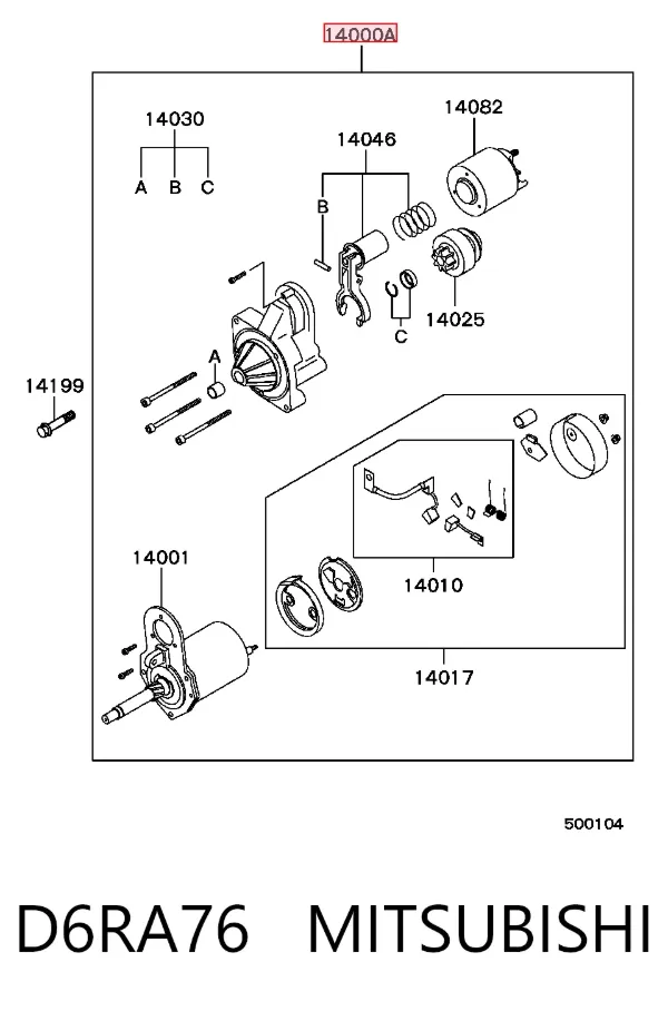 Motor de arranque D6RA76 Mitsubishi