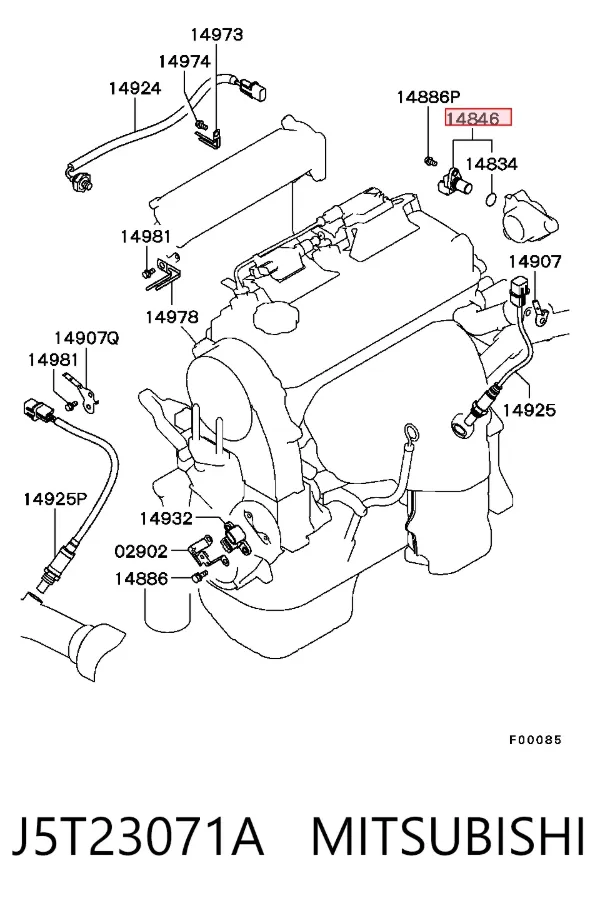 Sensor de árbol de levas J5T23071A Mitsubishi