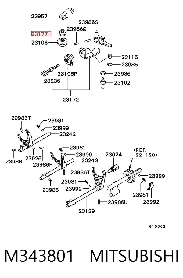 Retén palanca selectora M343801 Mitsubishi