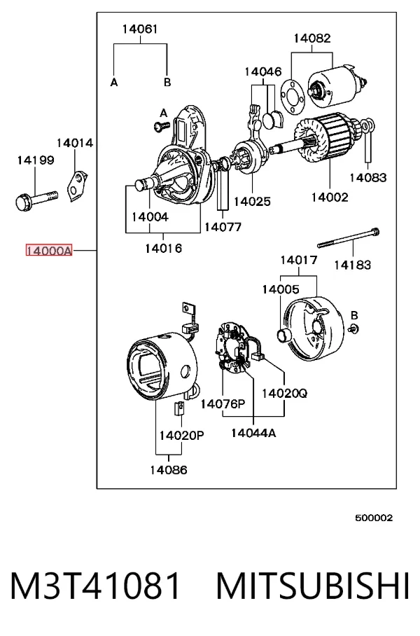Motor de arranque M3T41081 Mitsubishi