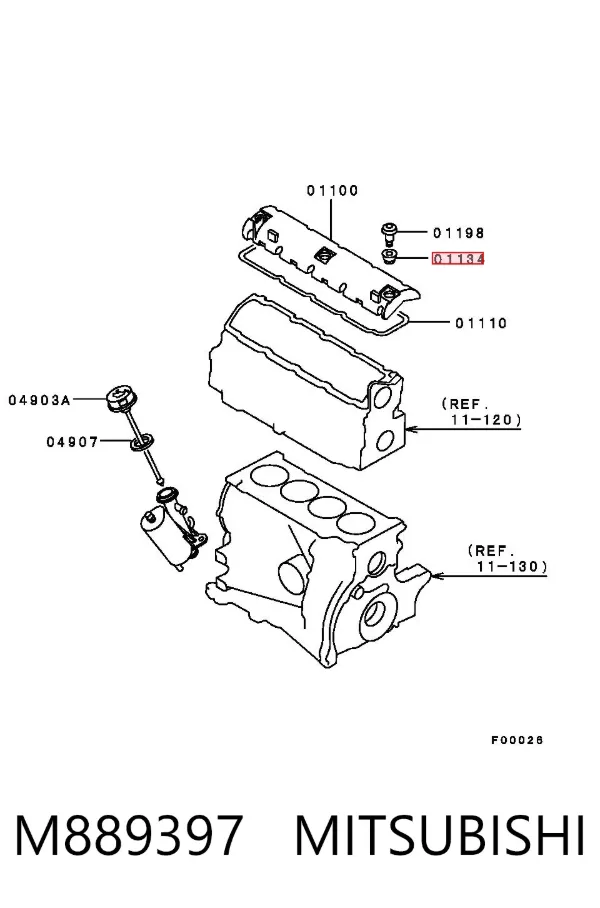 Arandela del perno de la tapa de válvulas M889397 Mitsubishi
