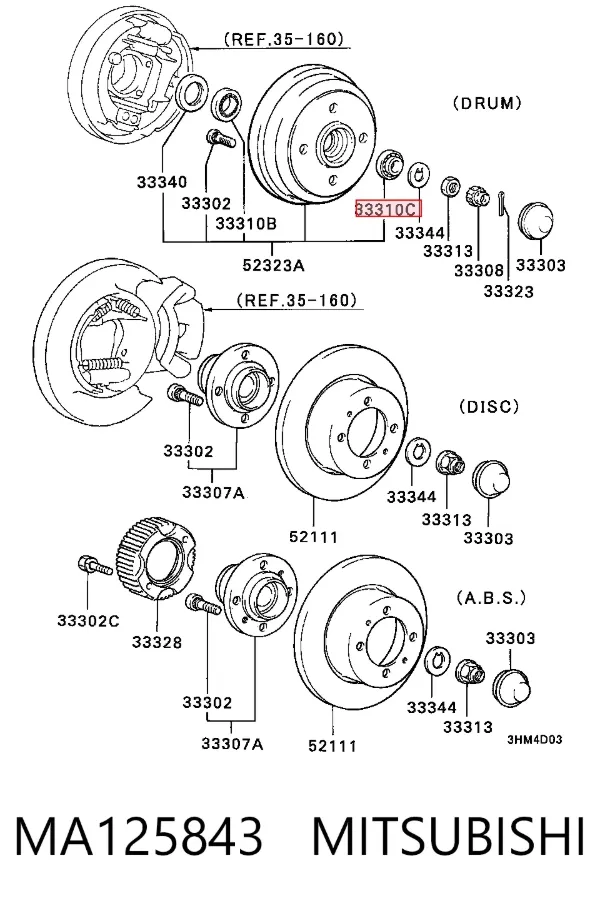 Cojinete exterior de rueda trasera MA125843 Mitsubishi