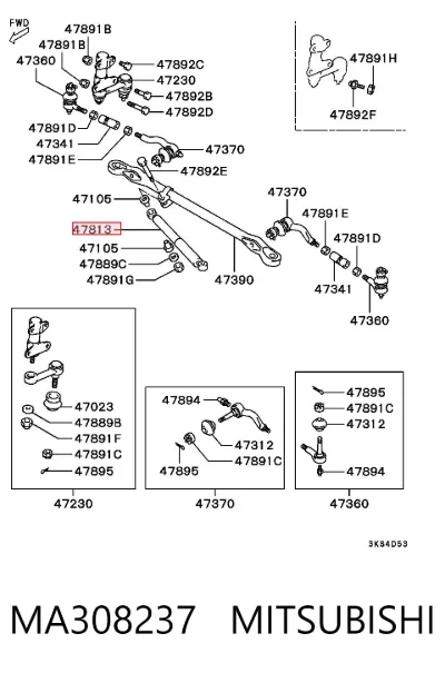 Amortiguador de dirección MITSUBISHI MA308237