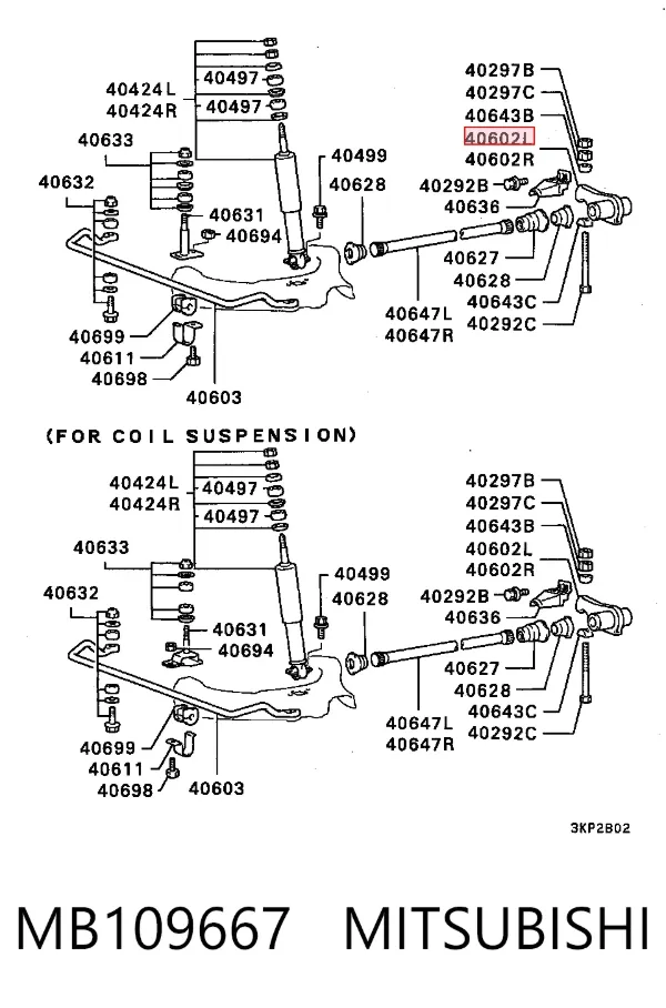 Soporte de torsión delantero izquierdo MB109667 Mitsubishi