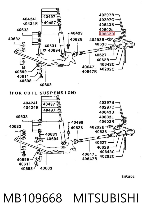 Soporte de torsión delantero derecho MB109668 Mitsubishi