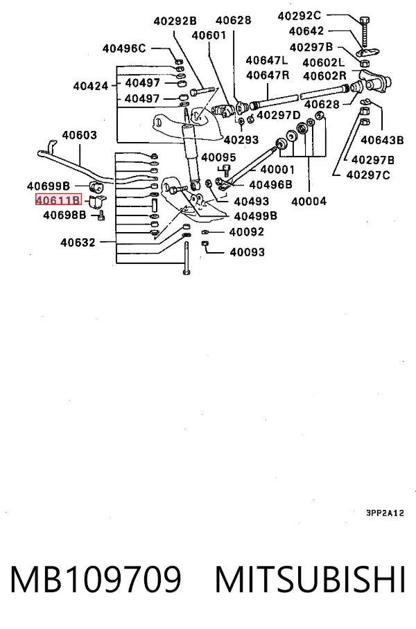 Abrazadera de la bieleta estabilizadora delantera MB109709 Mitsubishi