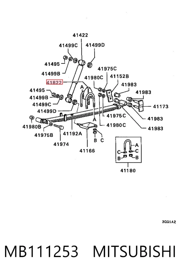 Tope de ballesta trasera MB111253 Mitsubishi