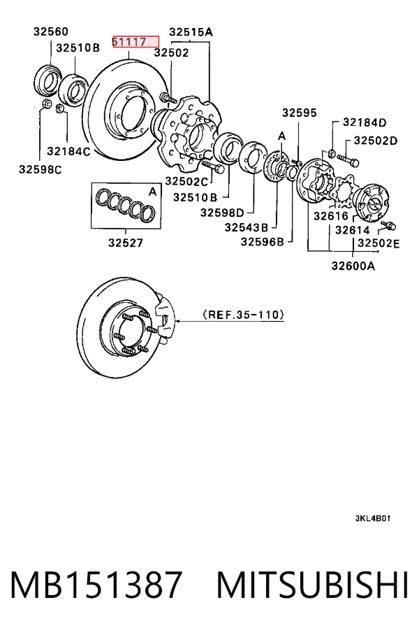 Disco de freno MB151387 Mitsubishi
