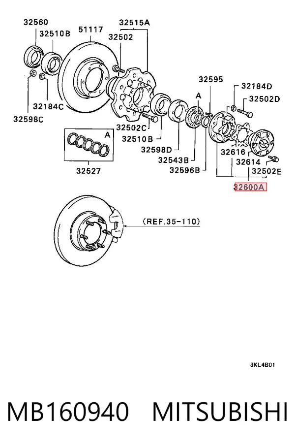 Buje de rueda delantero MB160940 Mitsubishi