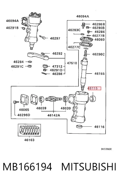 Retén de la cremallera de dirección MITSUBISHI MB166194