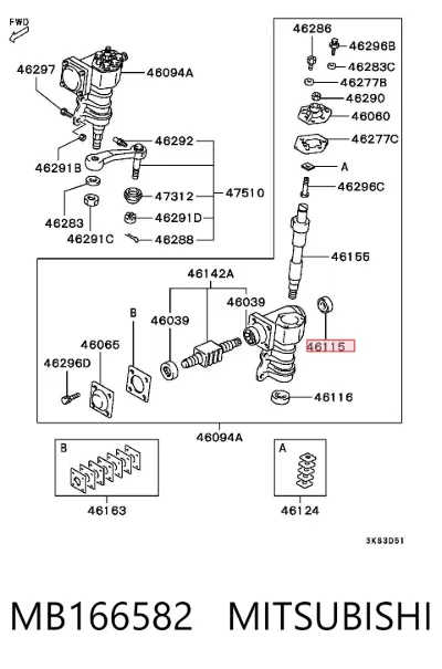Retén de la cremallera de dirección MITSUBISHI MB166582
