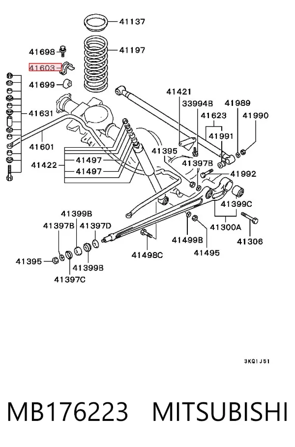 Abrazadera de sujeción de la bieleta estabilizadora trasera MB176223 Mitsubishi