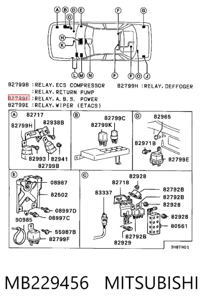 Relé de faro antiniebla MITSUBISHI MB229456