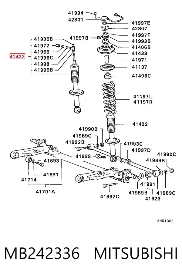 Amortiguador trasero MB242336 Mitsubishi