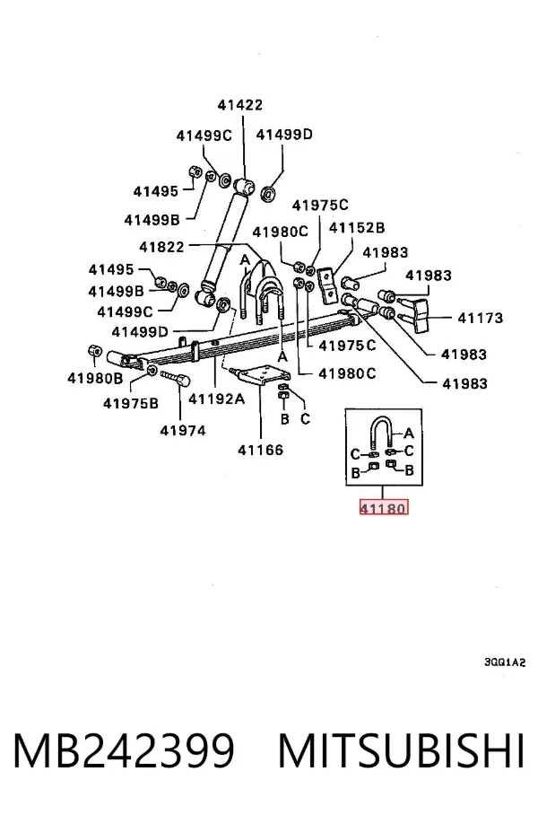 Abrazadera de ballesta MB242399 Mitsubishi