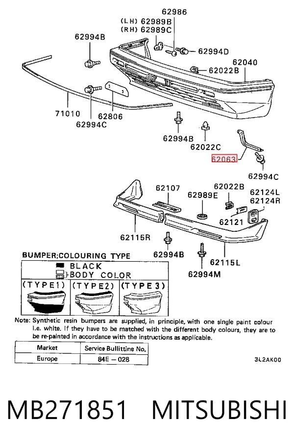 Soporte de parachoques delantero izquierdo MB271851 Mitsubishi