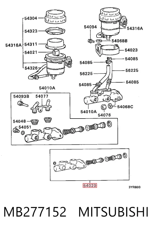 Kit de reparación cilindro de freno principal MB277152 Mitsubishi