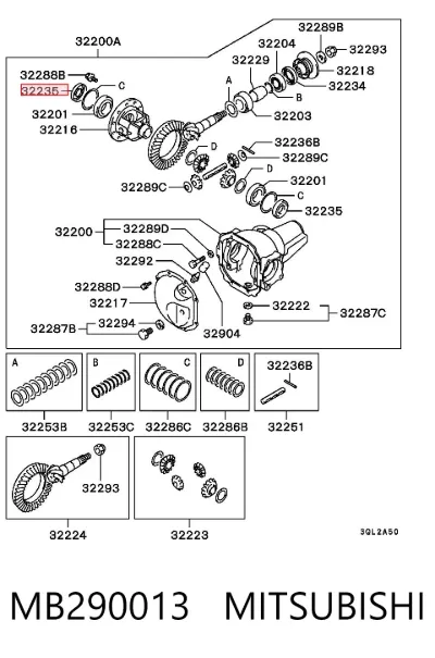 Retén del semieje delantero MITSUBISHI MB290013