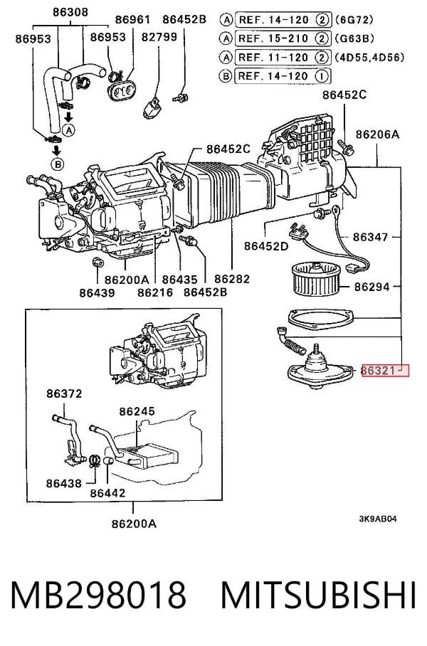 Ventilador habitáculo MB298018 Mitsubishi