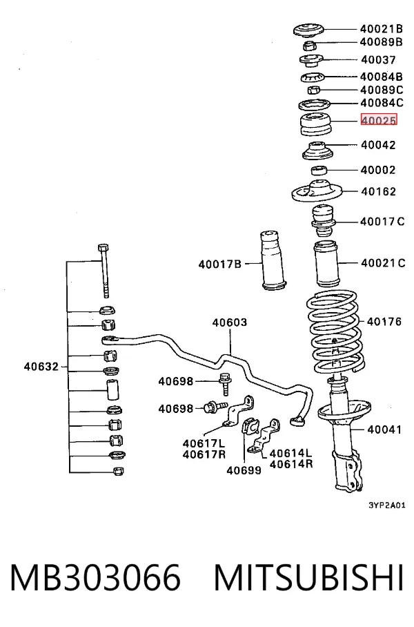 Rodamiento de soporte del amortiguador delantero MB303066 Mitsubishi