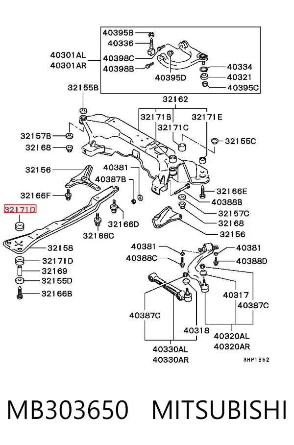 Buje de la viga longitudinal delantera del motor MB303650 Mitsubishi