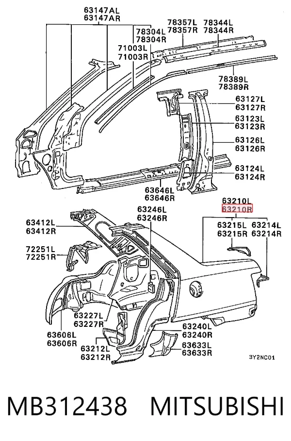Aleta trasera derecha MB312438 Mitsubishi