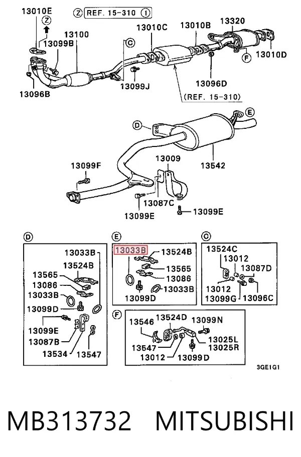 Soporte escape MB313732 Mitsubishi