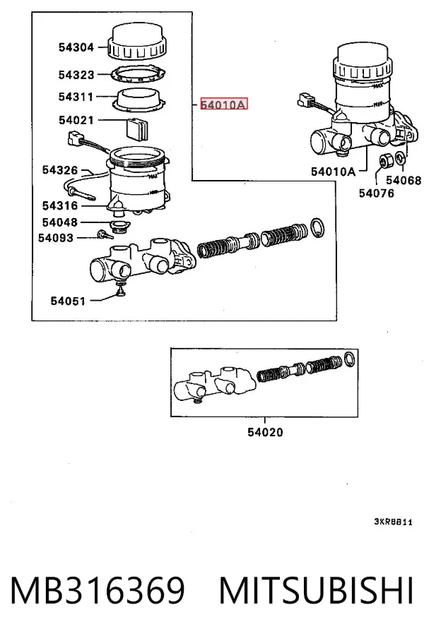 Cilindro maestro de frenos MB316369 Mitsubishi