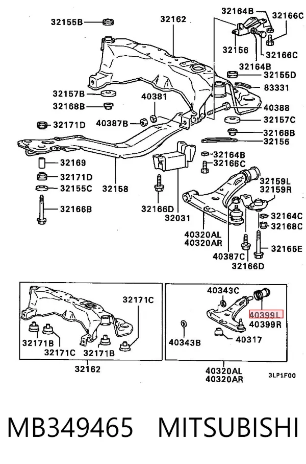 Silentblock del brazo de suspensión MB349465 Mitsubishi