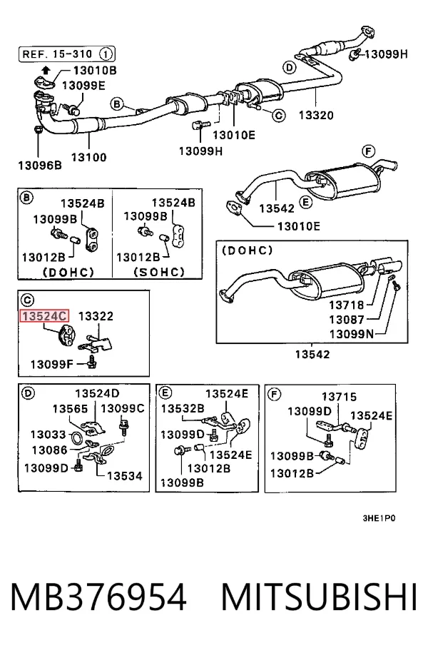 Soporte escape MB376954 Mitsubishi