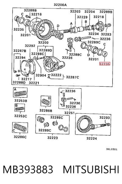 Retén del semieje delantero MITSUBISHI MB393883