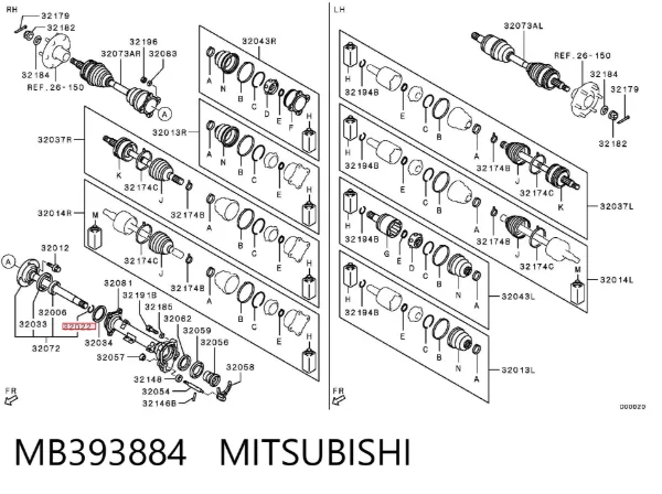 Anillo de retención del cojinete de la rueda delantera MB393884 Mitsubishi