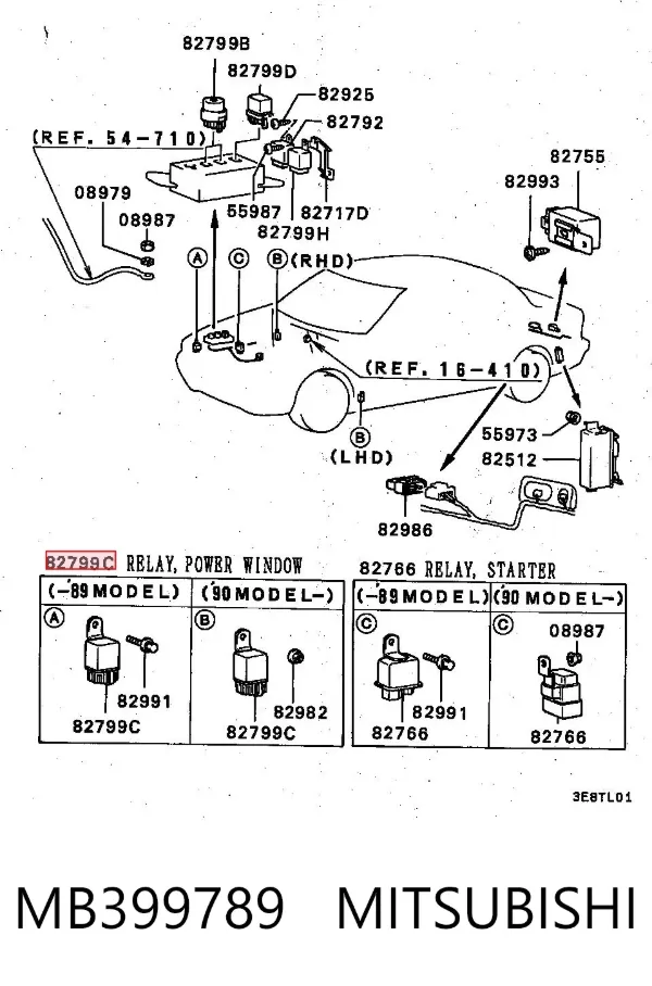 Relé de faro antiniebla MB399789 Mitsubishi