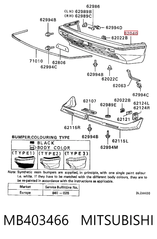 Paragolpes MB403466 Mitsubishi