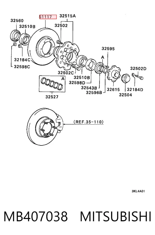 Disco de freno MB407038 Mitsubishi