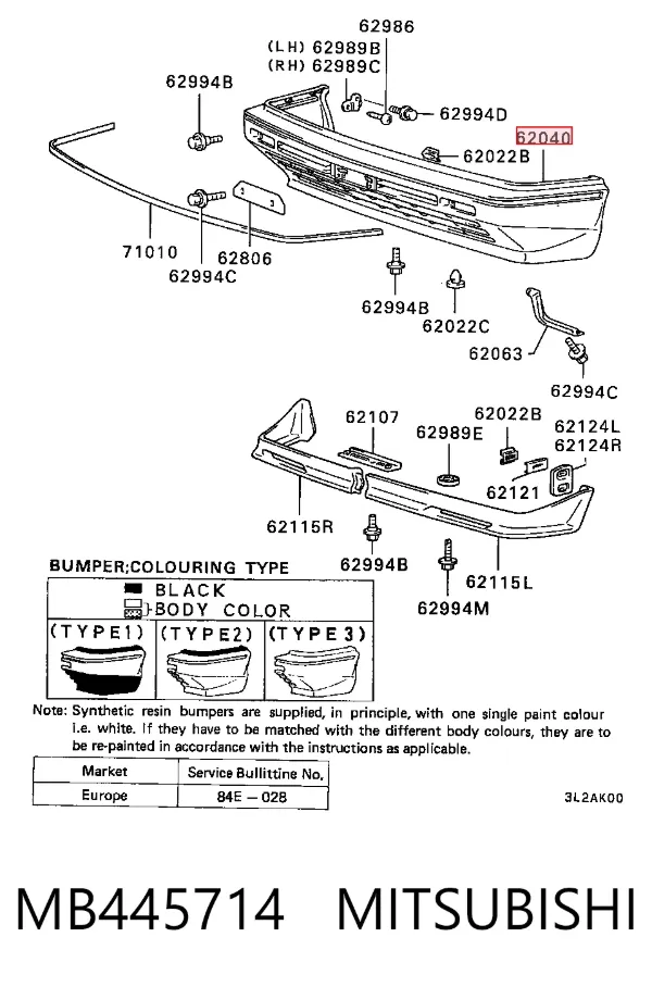 Paragolpes MB445714 Mitsubishi