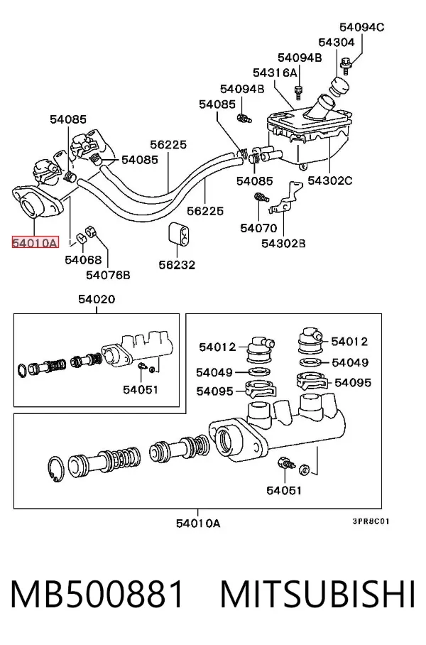 Cilindro maestro de frenos MB500881 Mitsubishi