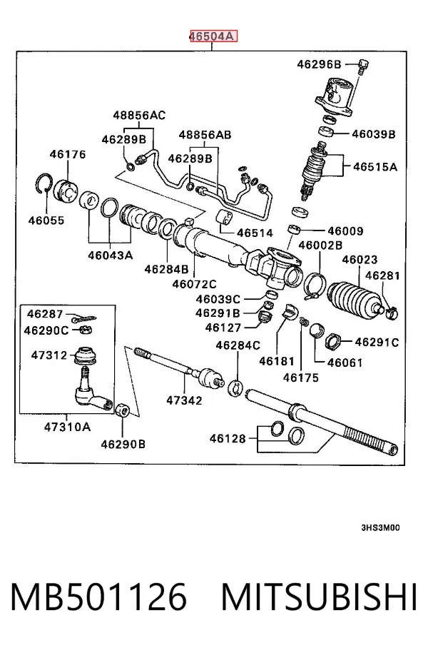 Cremallera de dirección MB501126 Mitsubishi