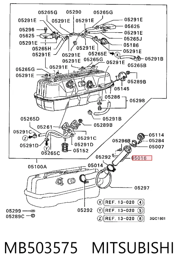 Boca de llenado del depósito de combustible MB503575 Mitsubishi