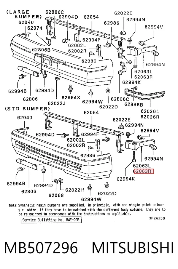 Soporte de parachoques delantero derecho MB507296 Mitsubishi