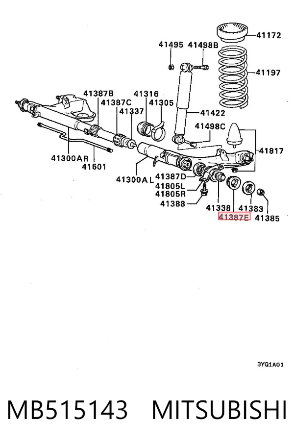 Buje del brazo transversal trasero MB515143 Mitsubishi
