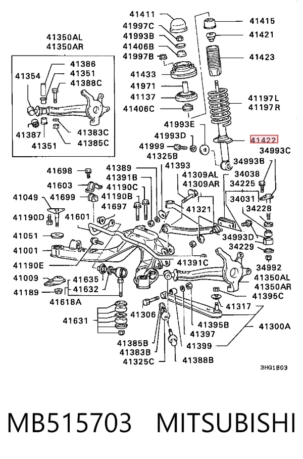 Amortiguador trasero MB515703 Mitsubishi