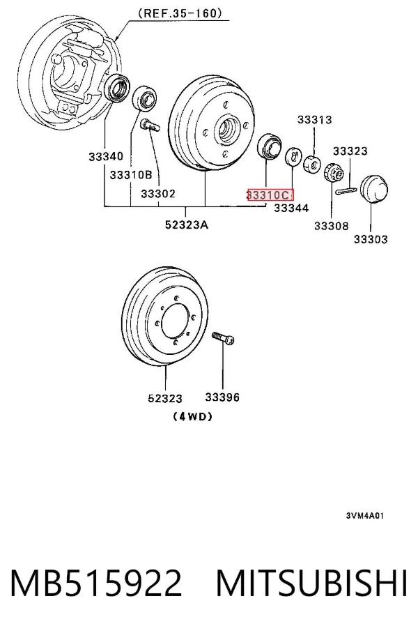 Cojinete exterior de rueda trasera MB515922 Mitsubishi