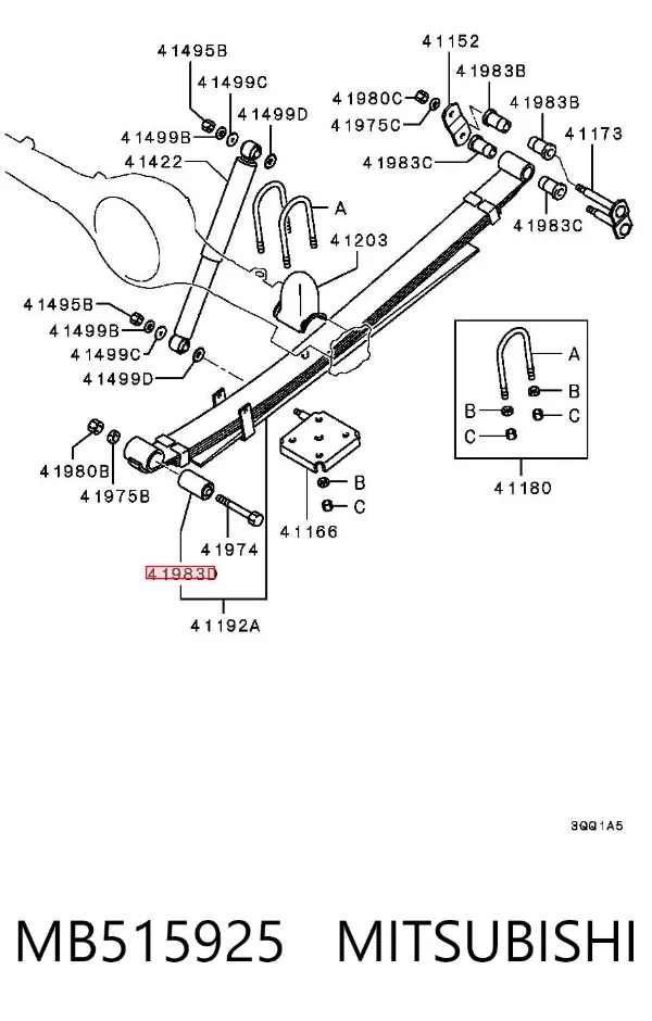Silentblock delantero de ballesta trasera MB515925 Mitsubishi