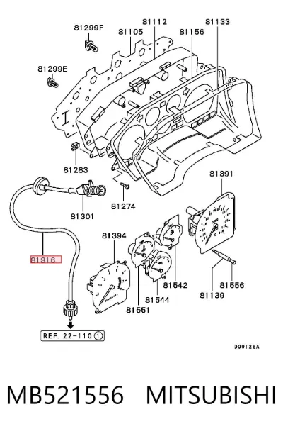 Cable del velocímetro MITSUBISHI MB521556
