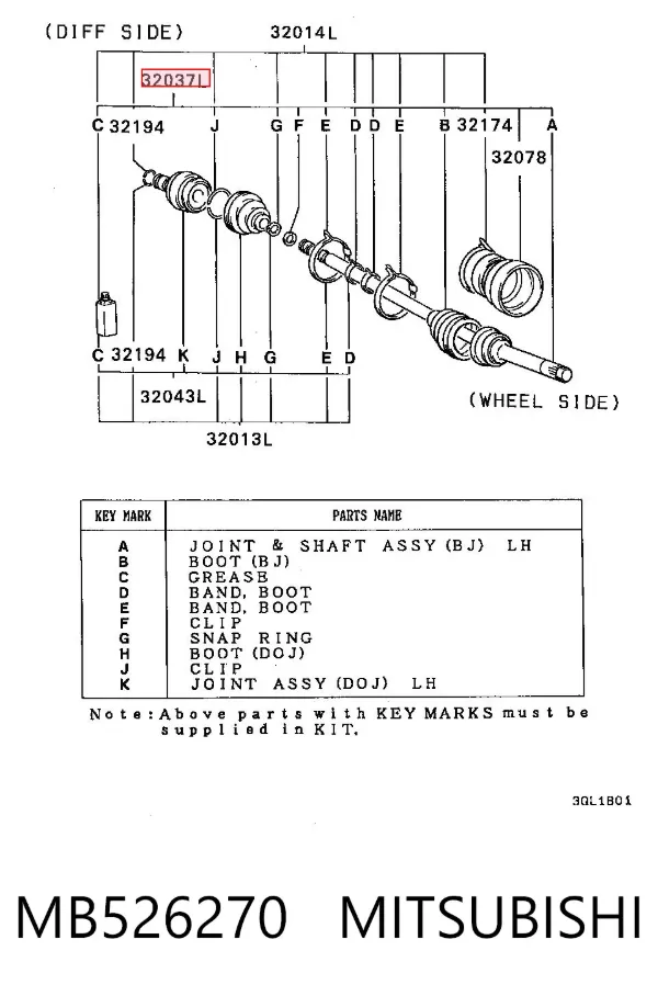 Junta homocinetica MB526270 Mitsubishi